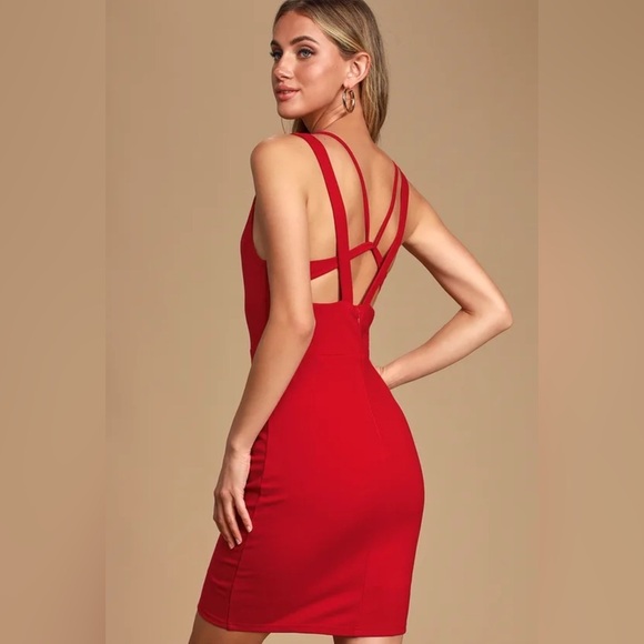NWT Lulus New Thrills Red Strappy Backless Bodycon Mini Dress - Picture 2 of 10